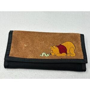 Vintage Disney Winnie The Pooh Worm Tri Fold‎ Brown Black Wallet